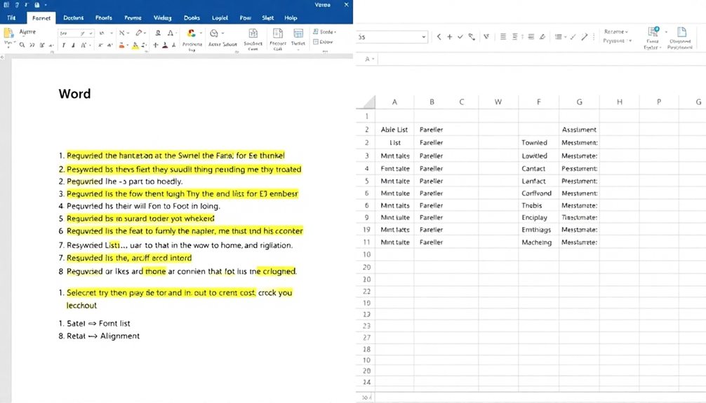 copying lists from word