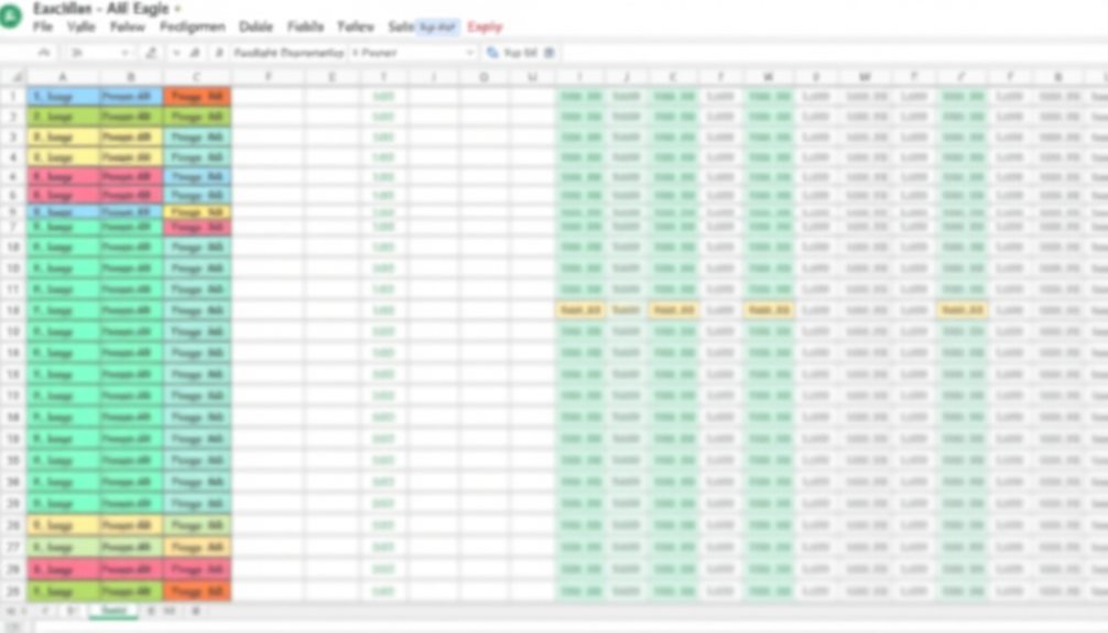 freezing columns in spreadsheet