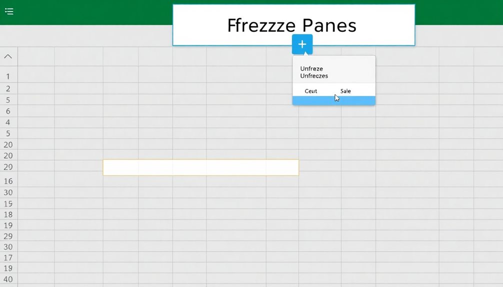 unfreeze excel worksheet panes